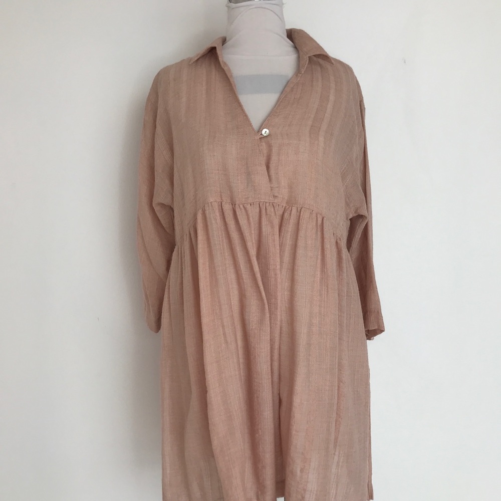 Uncle Frank Taupe Flowy Soft Tiered Tunic Dress Size Large Excellent Condition!